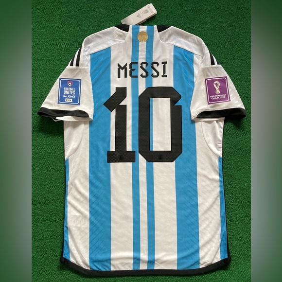 NWT Argentina 3-star WC Champions France Date PLAYER VERSION Jersey “Messi 10” - Picture 5 of 6
